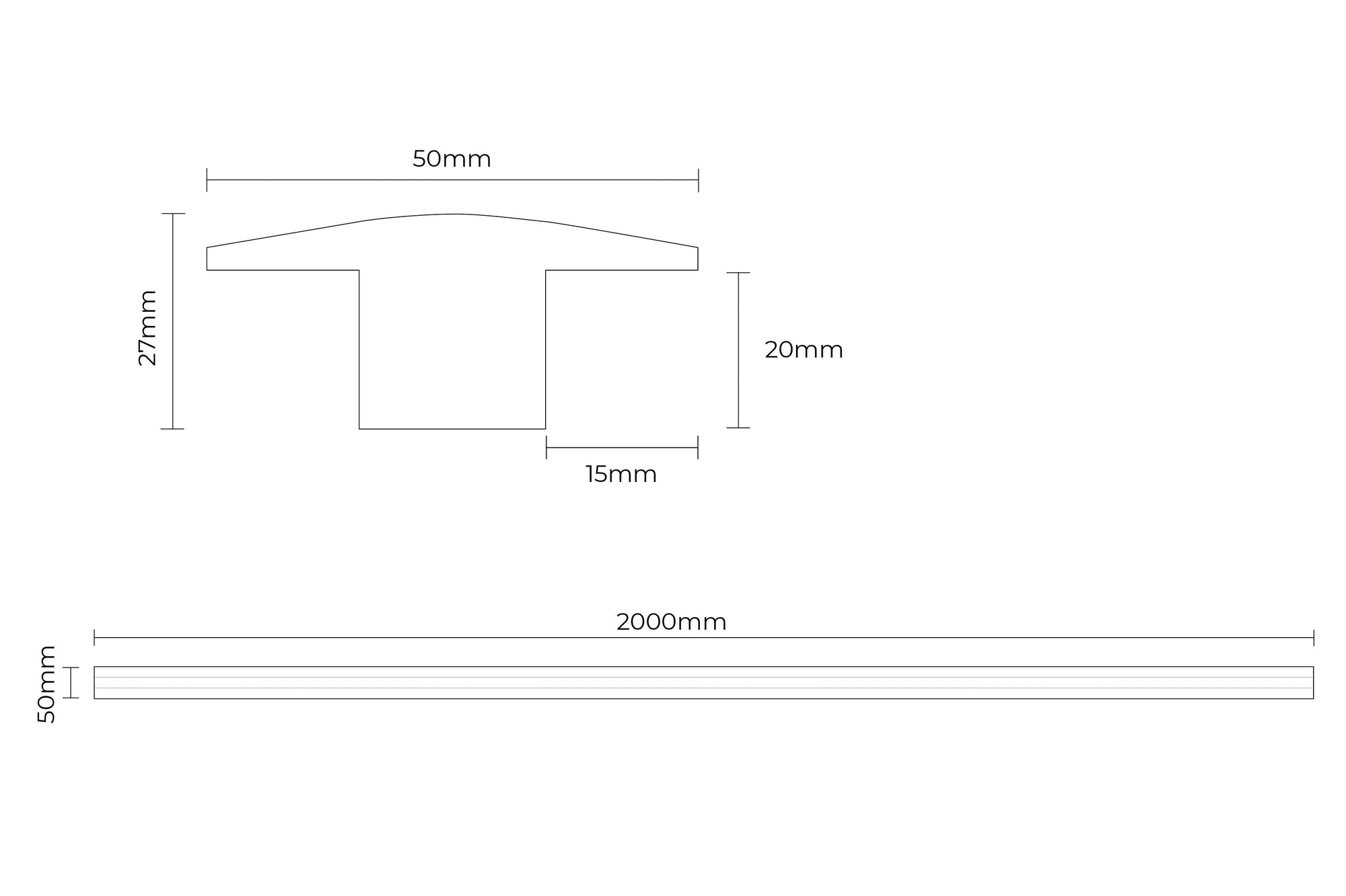 Solid Hardwood T Profile 2m Pearl