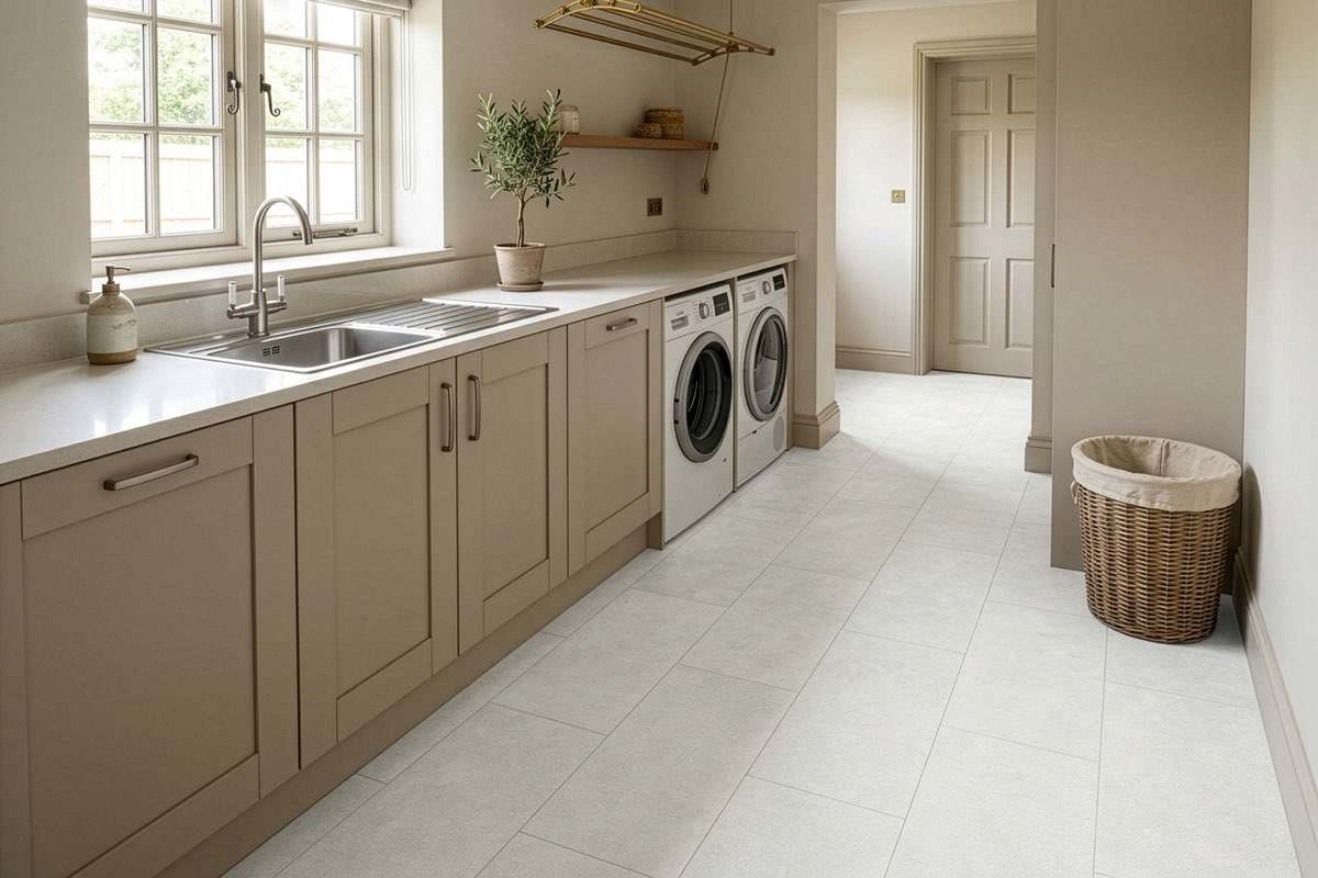 Spectra Luxury Gluedown Vinyl Flooring Chalkstone White Tile