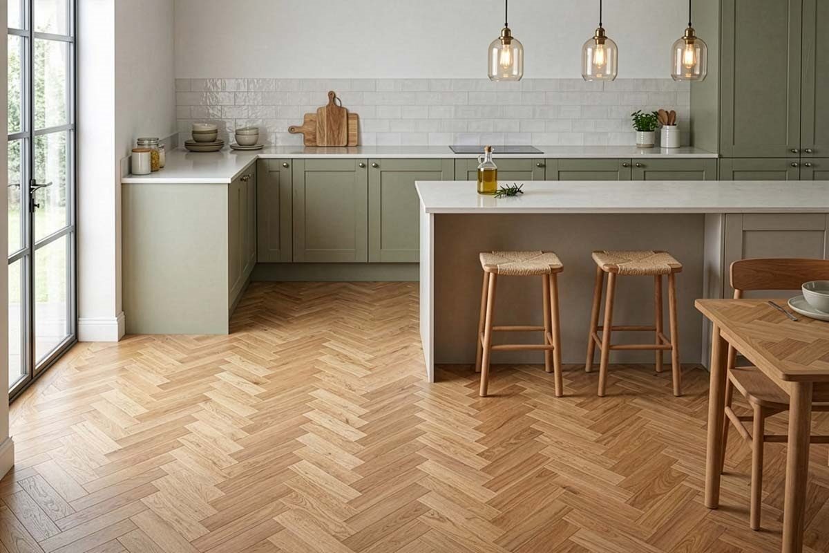 Home Choice Engineered Rustic Oak Herringbone 10mm x 90mm Natural UV Lacquered